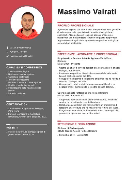 Esempio 1: Da studente a imprenditore agricolo